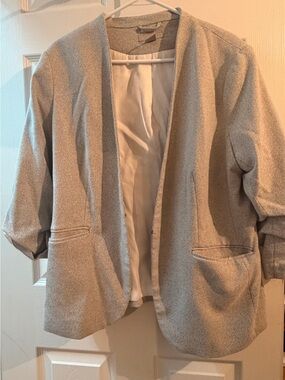H&M Light Cream Open-Front Blazer Jacket